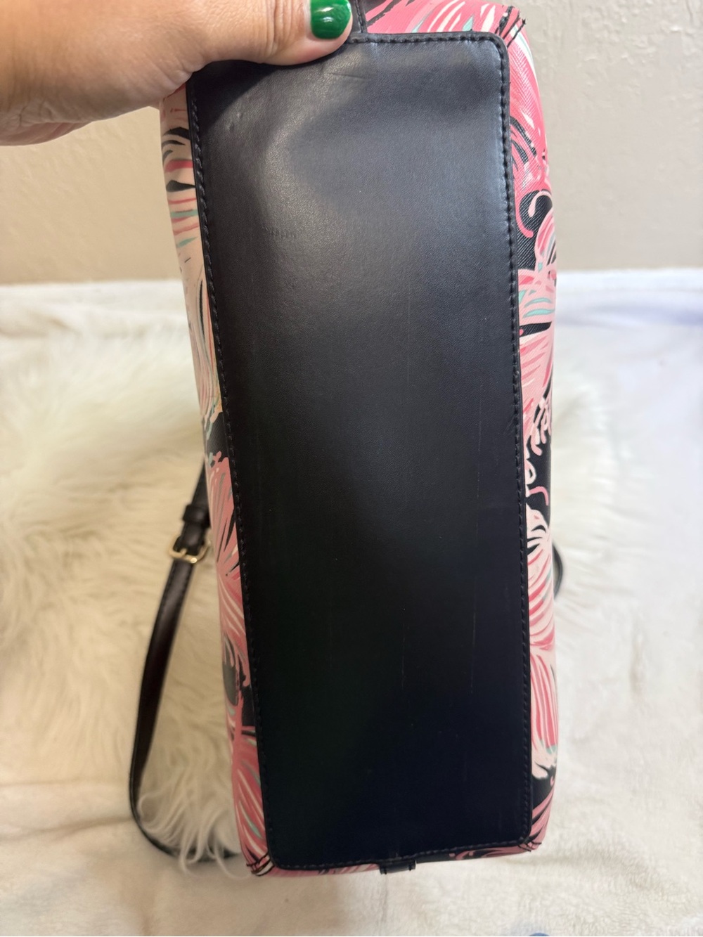 Kate Spade Brightwater Drive Rachelle Flamingo Feather Print Satchel Bag - Picture 9 of 15